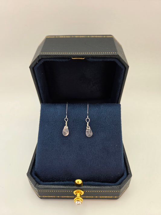 Rose quartz sterling silver earrings