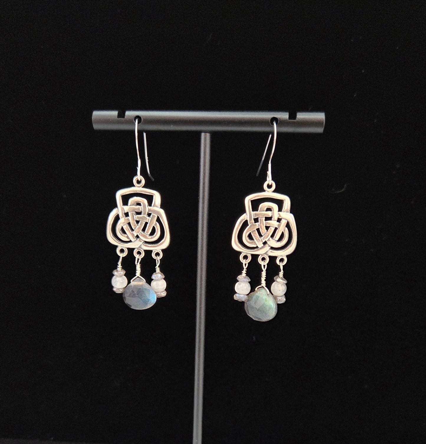 Labradorite and moonstone sterling silver earrings