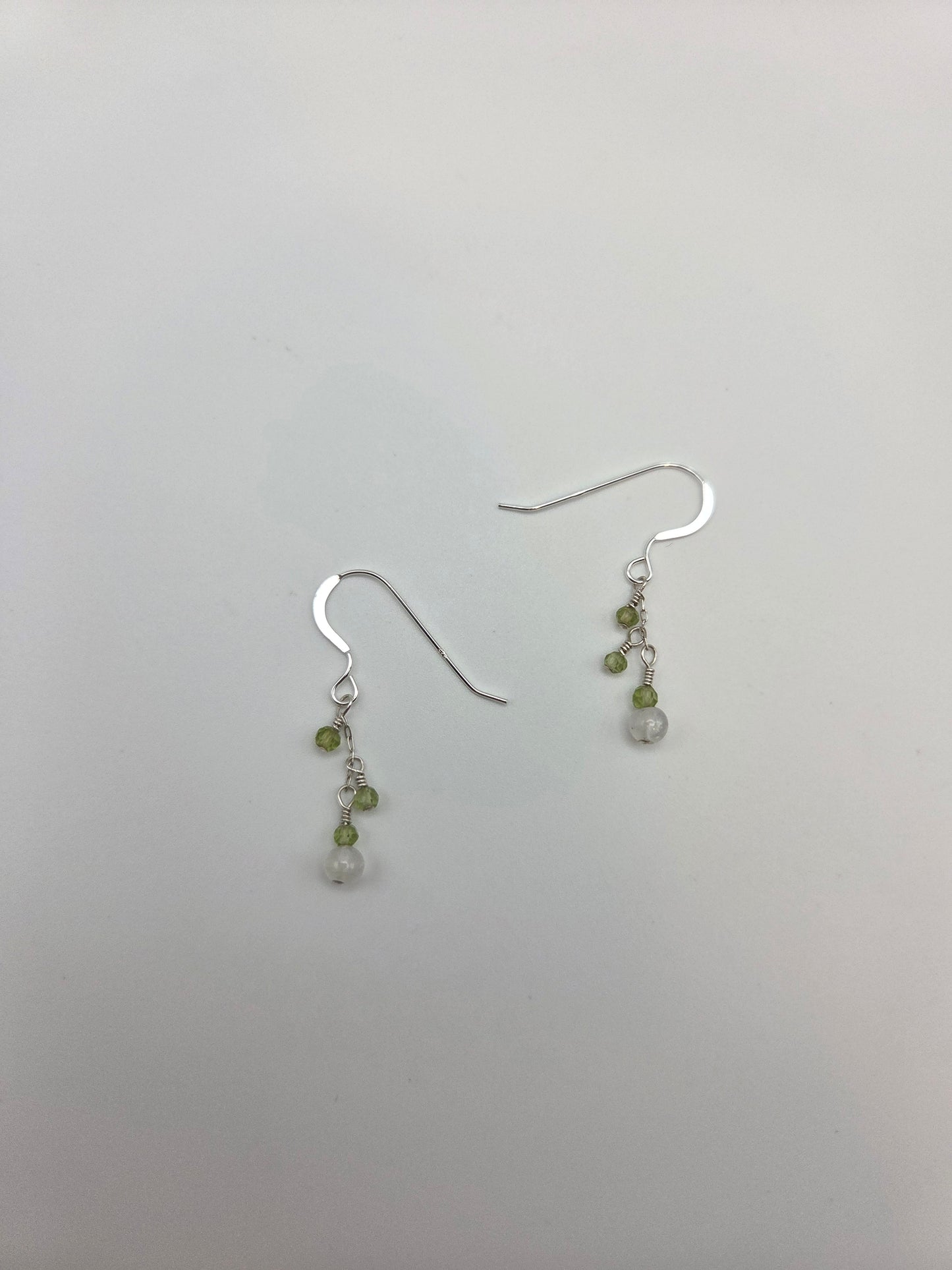 Moonstone and peridot sterling silver earrings