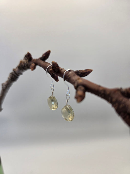 Lemon quartz sterling silver earrings
