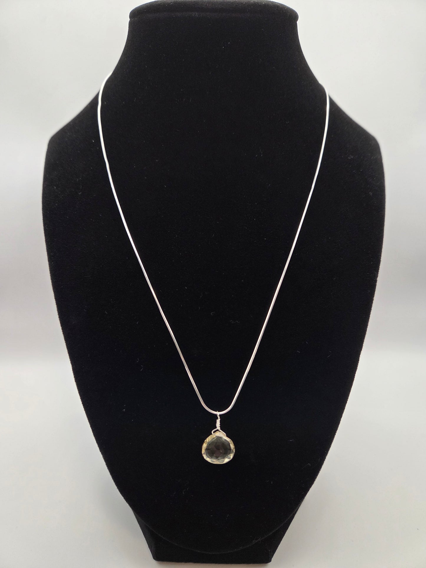 Lemon quartz sterling silver necklace