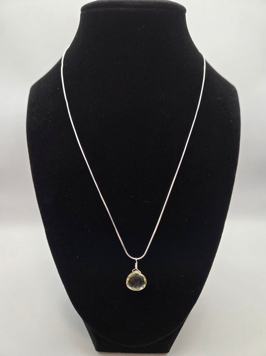 Lemon quartz sterling silver necklace