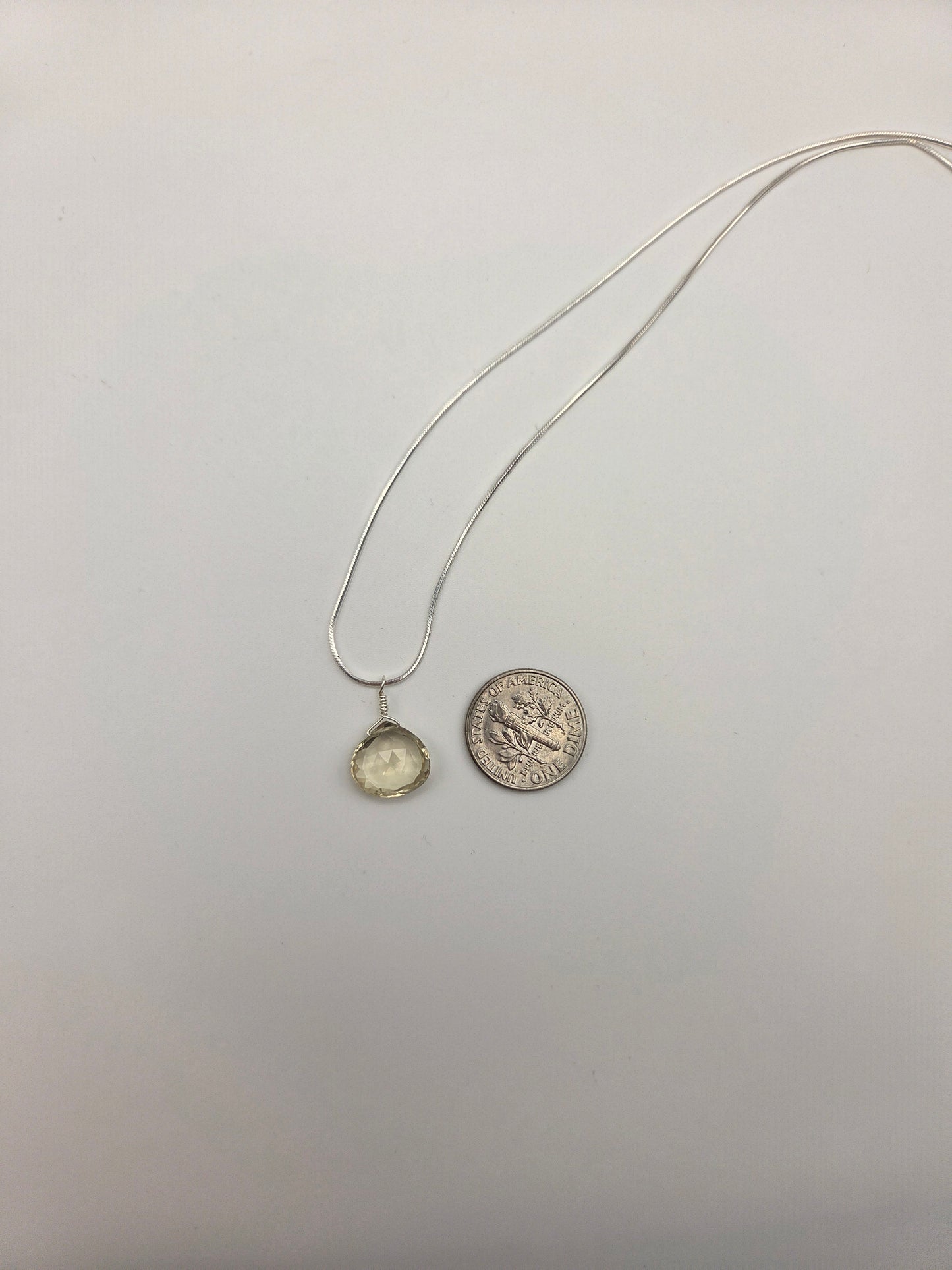 Lemon quartz sterling silver necklace