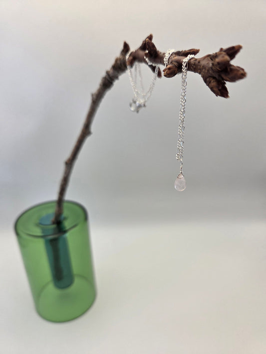 Rose quartz sterling silver necklace