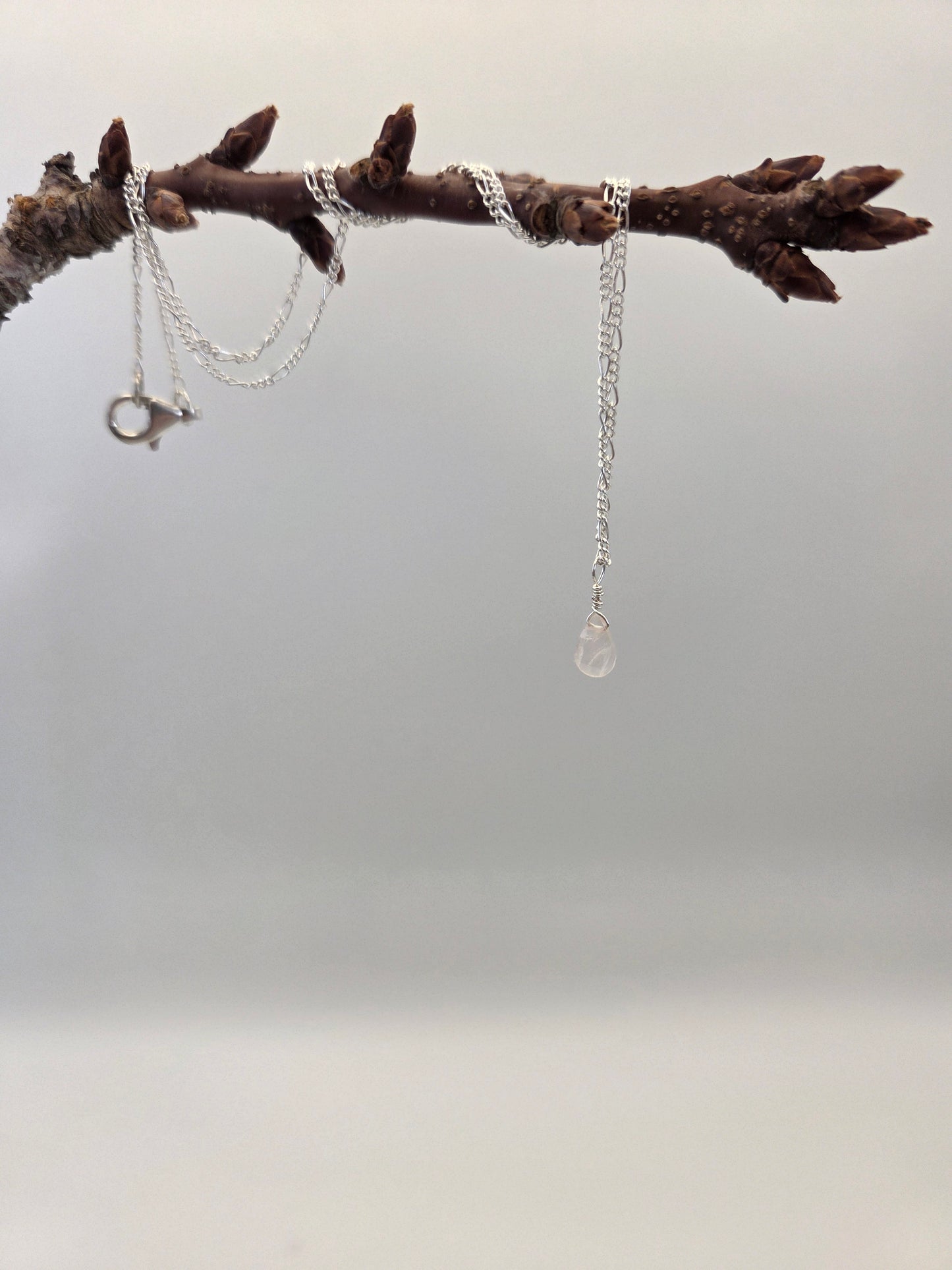 Rose quartz sterling silver necklace