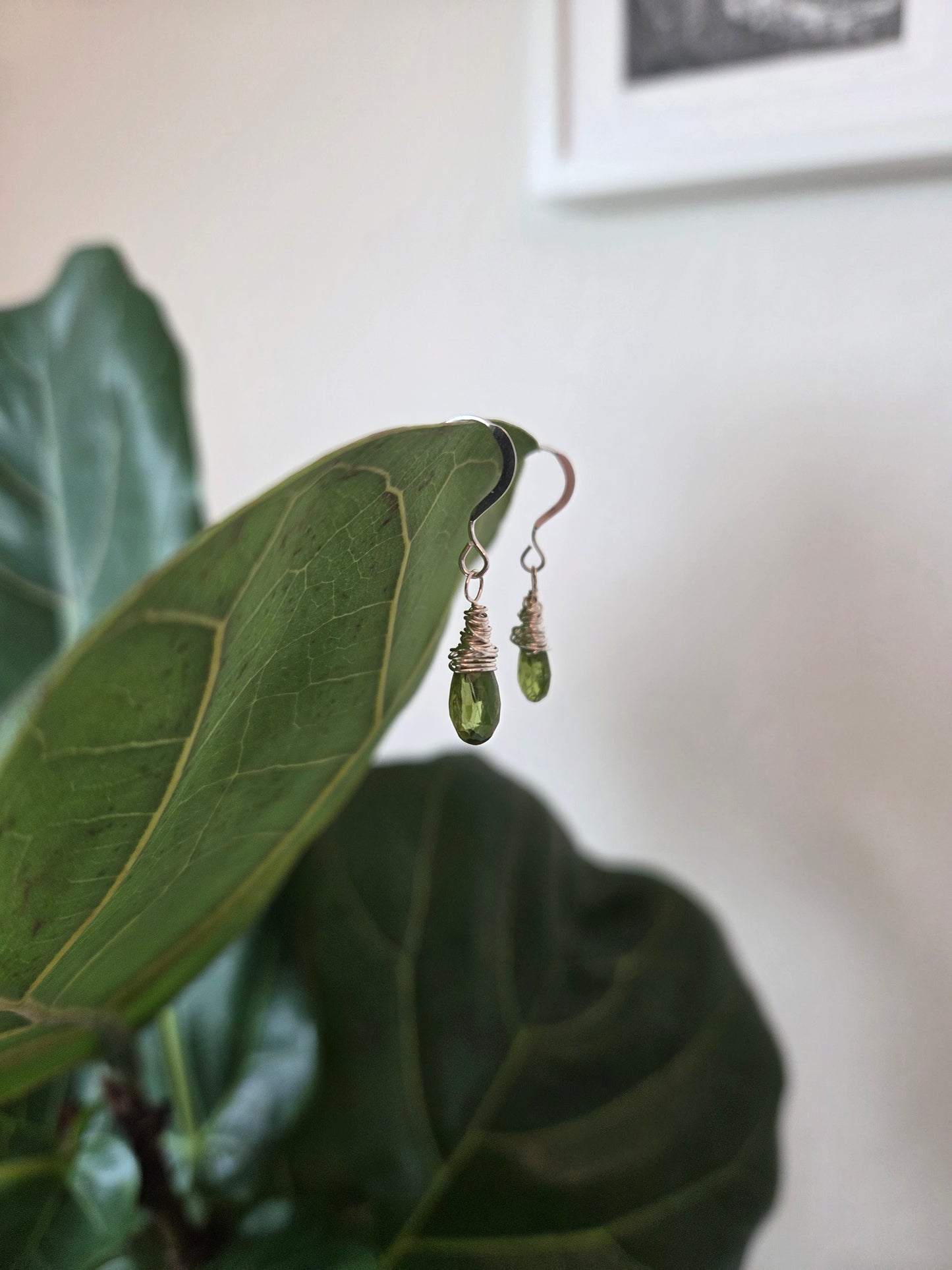 Peridot sterling silver earrings - wire wrapped