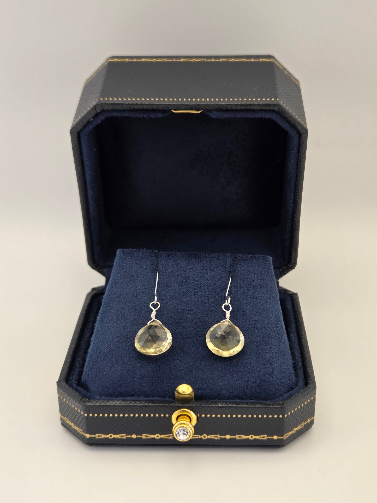 Lemon quartz sterling silver earrings