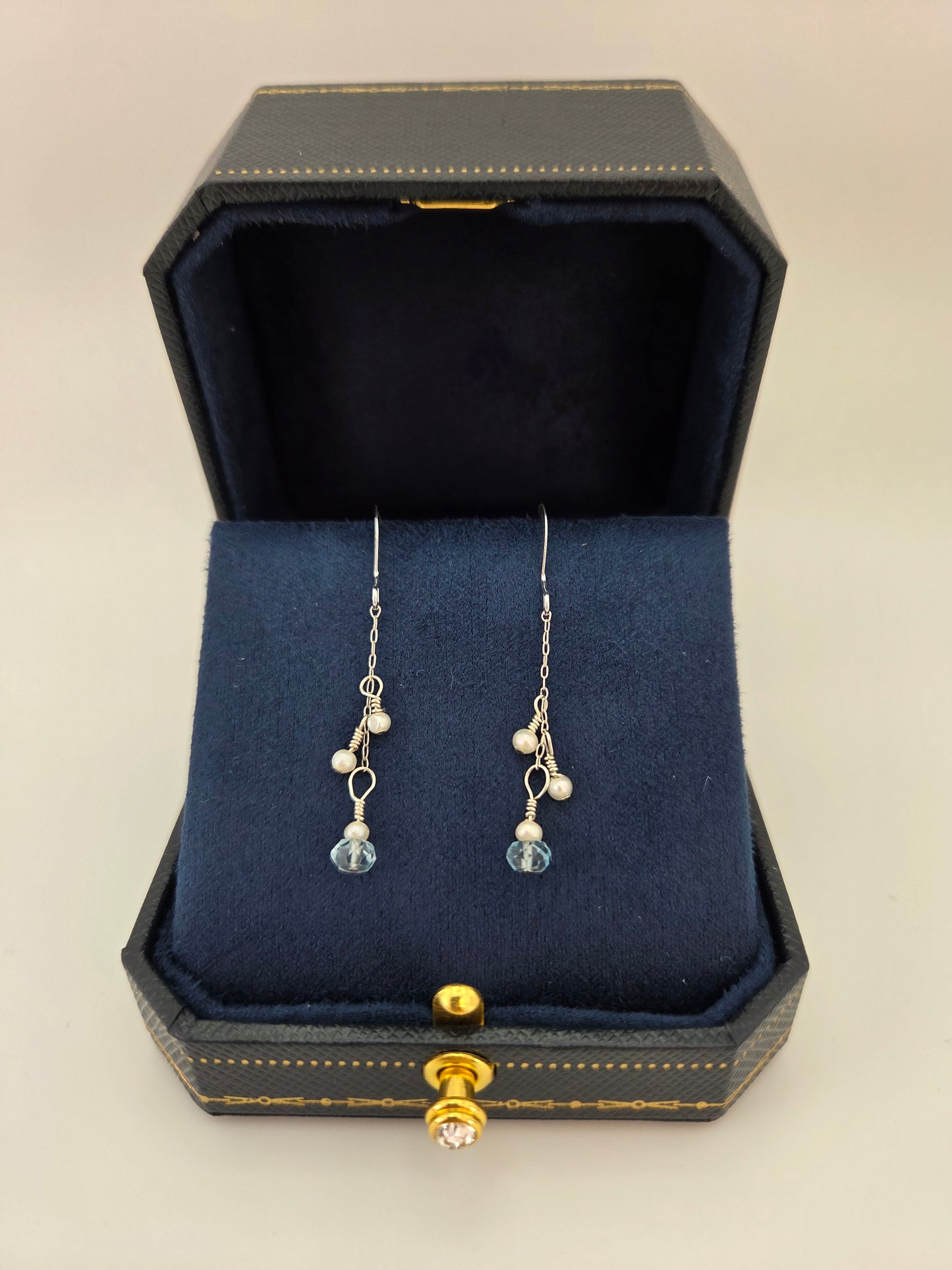 Topaz and pearl earrings
