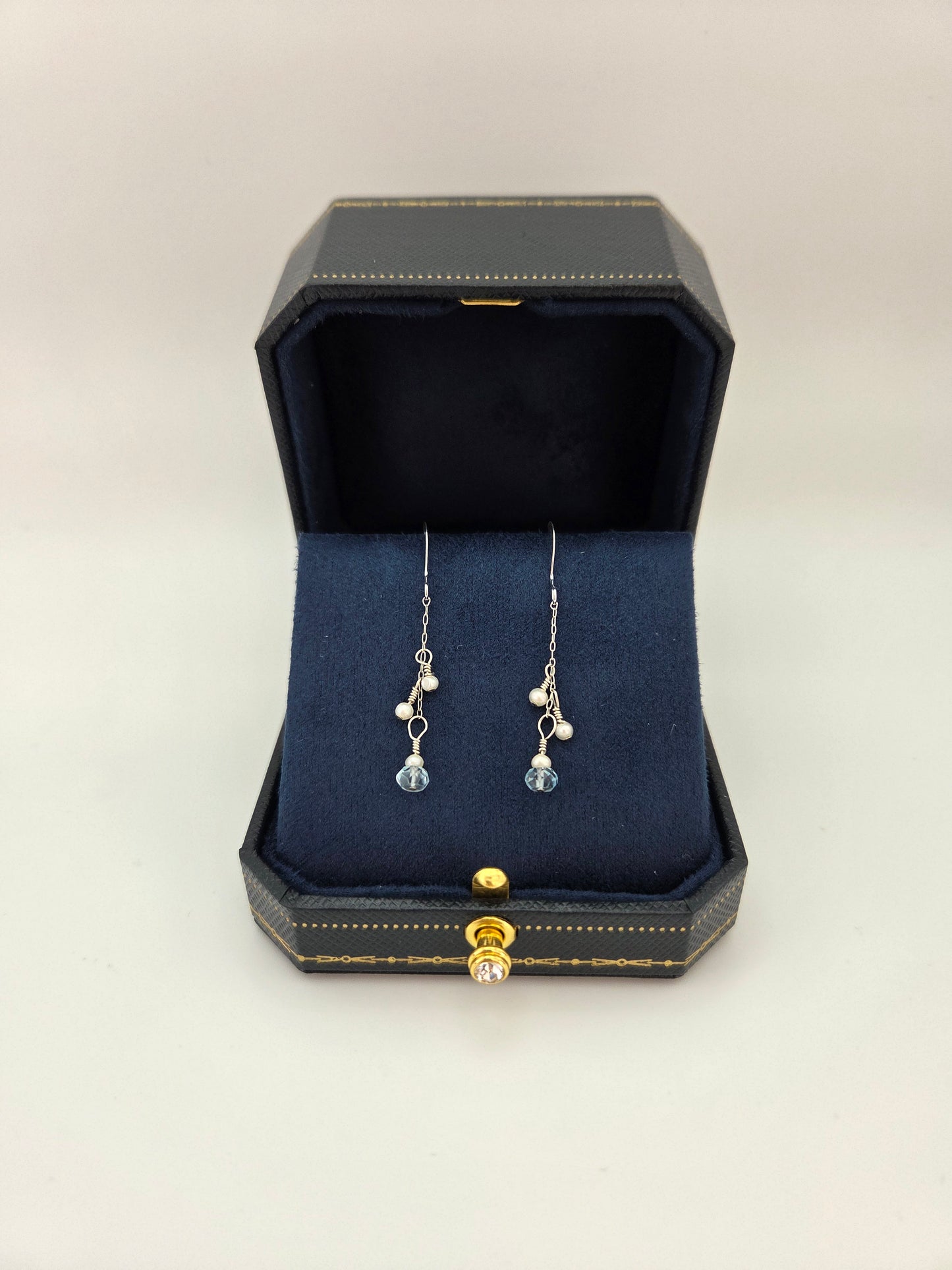 Topaz and pearl earrings