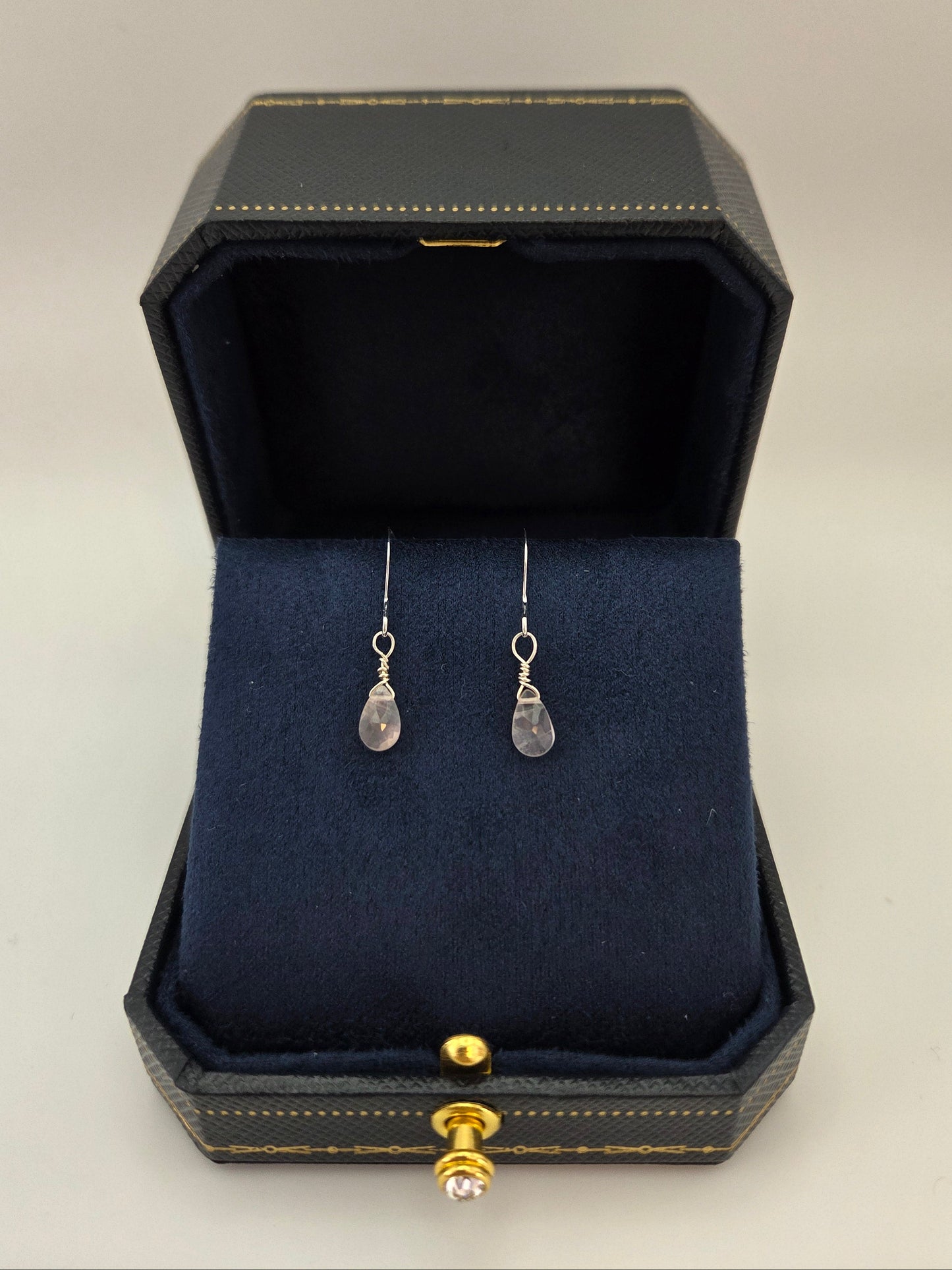 Rose quartz sterling silver earrings