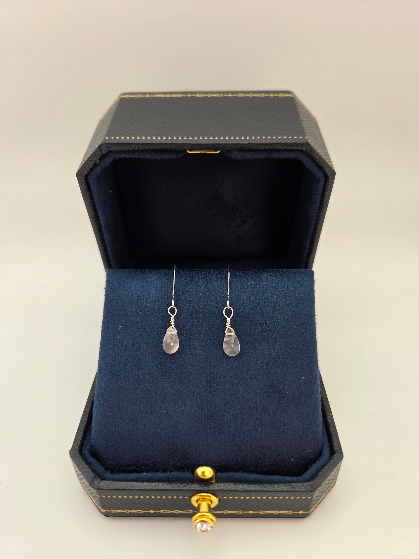 Rose quartz sterling silver earrings