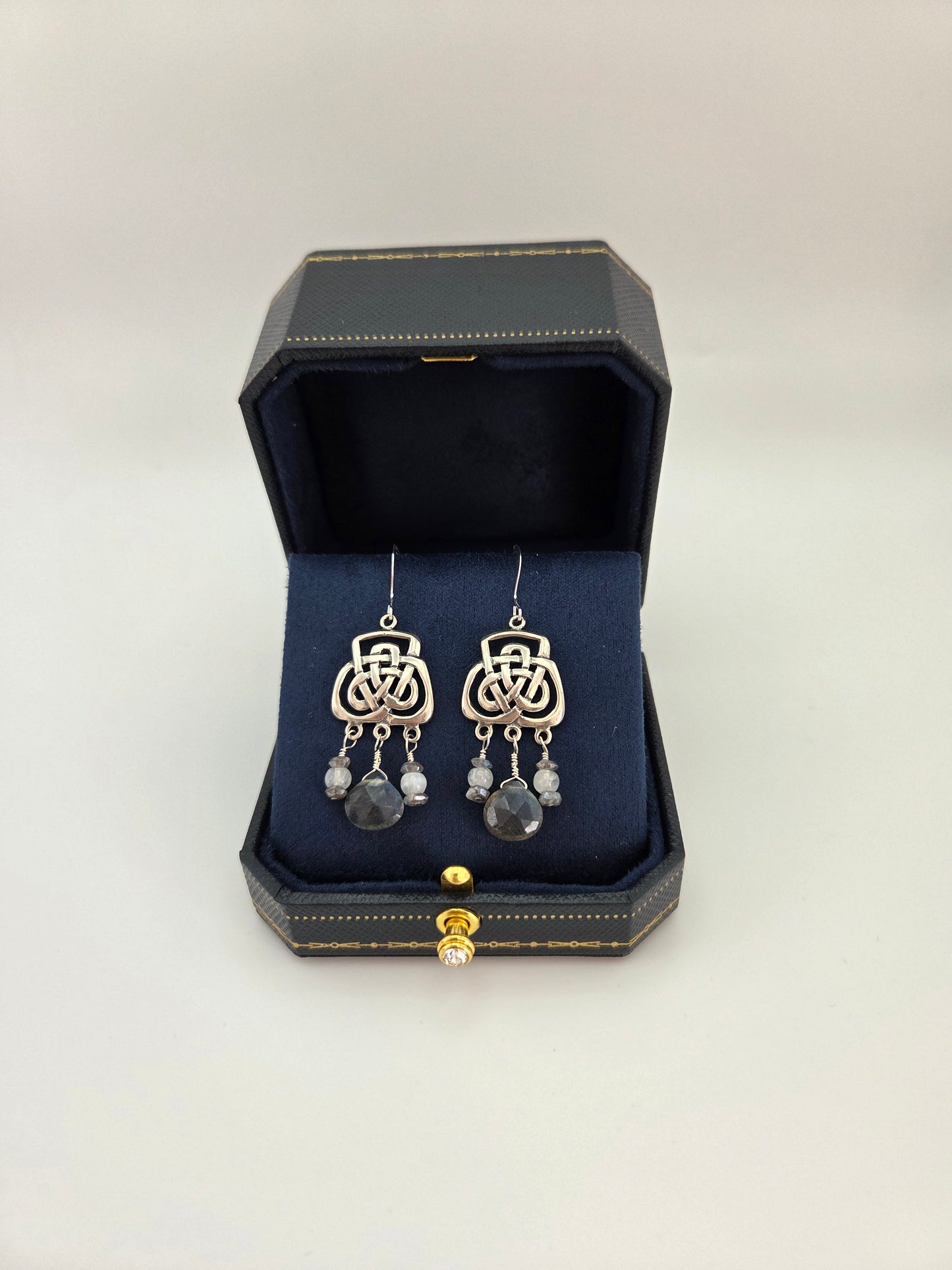 Labradorite and moonstone sterling silver earrings