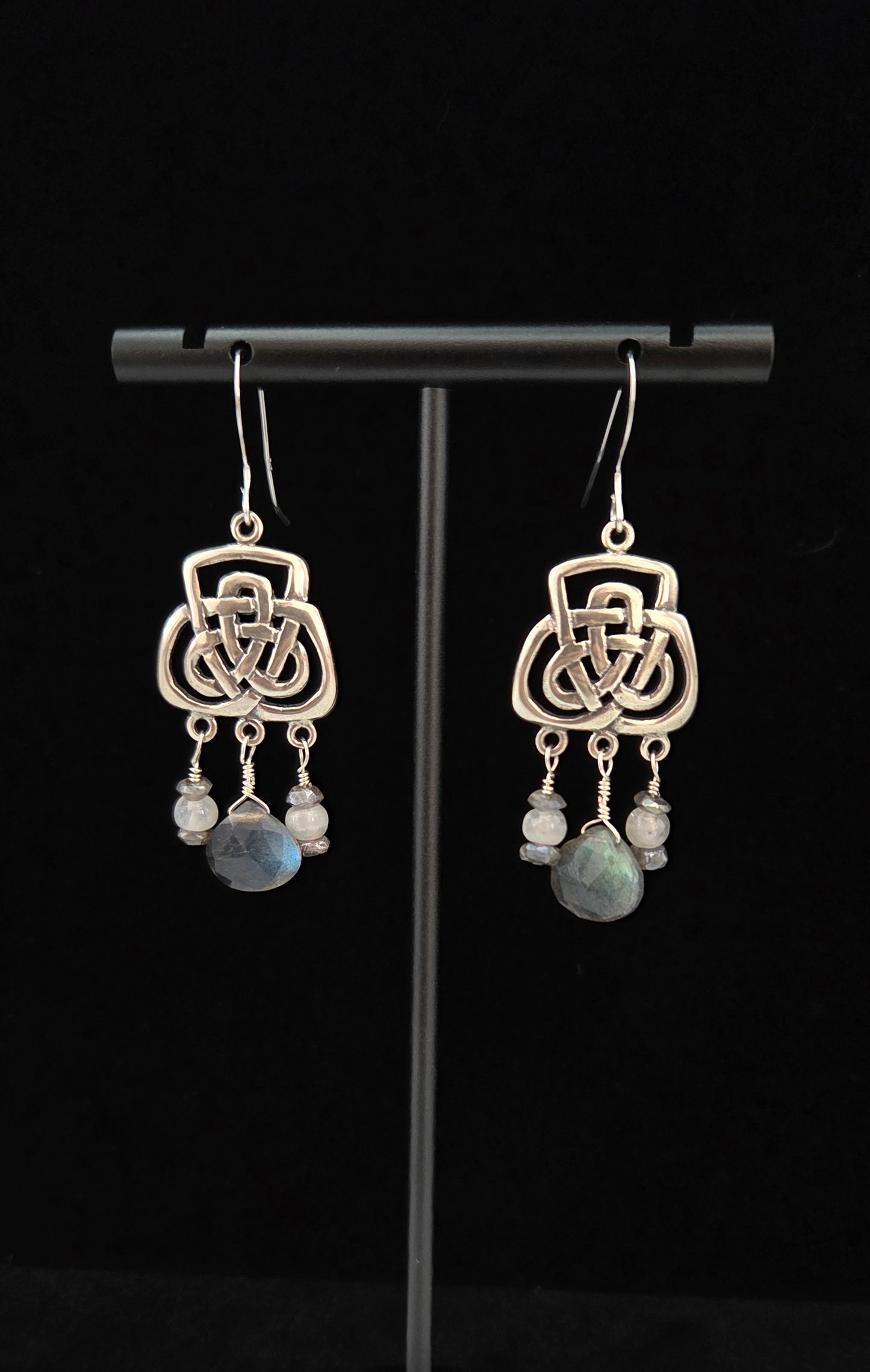 Labradorite and moonstone sterling silver earrings