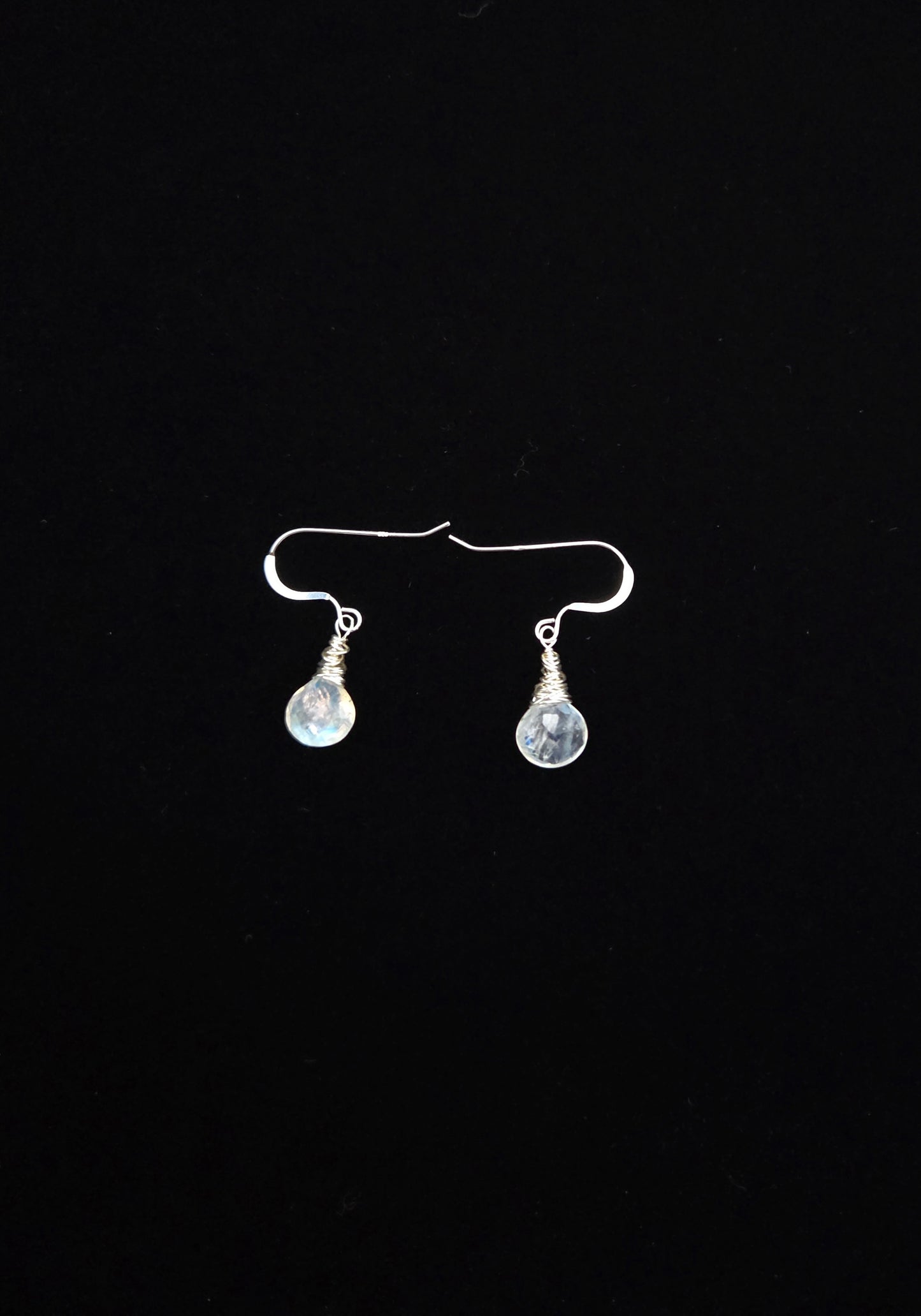 Rainbow moonstone sterling silver earrings