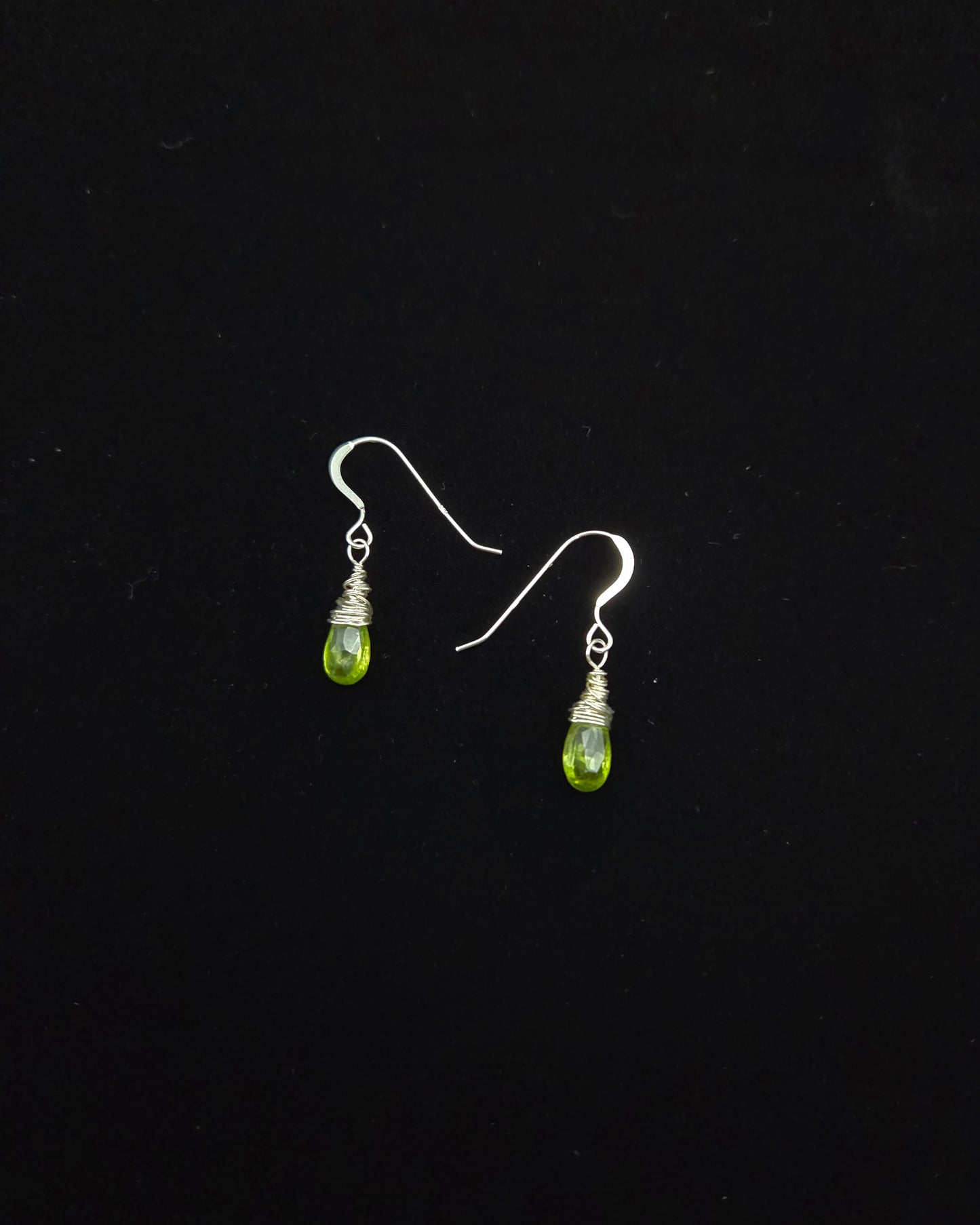 Peridot sterling silver earrings - wire wrapped