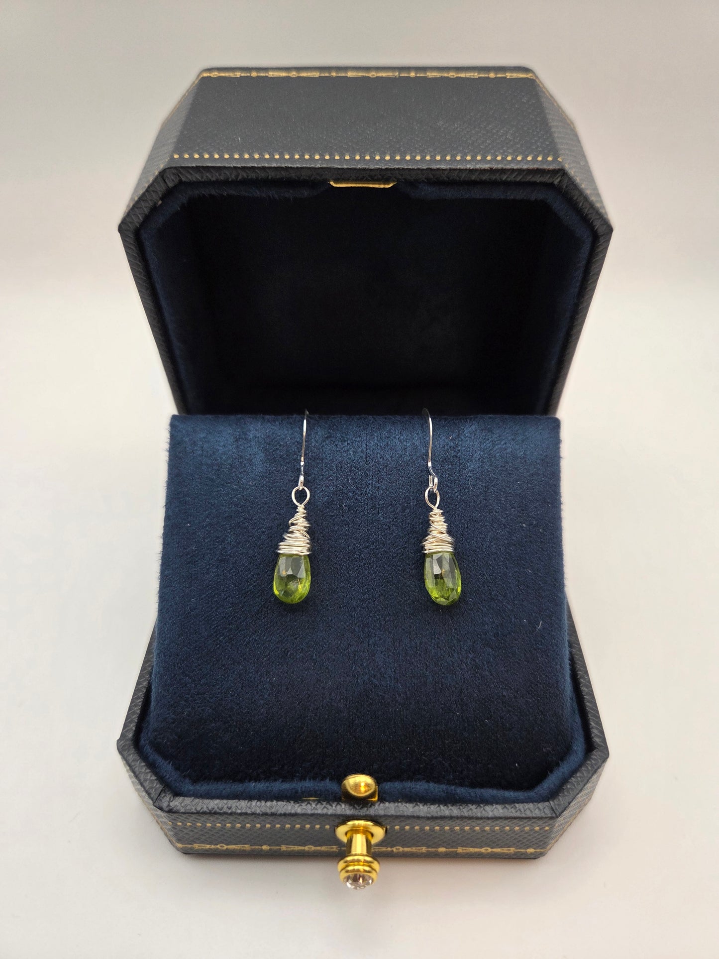 Peridot sterling silver earrings - wire wrapped