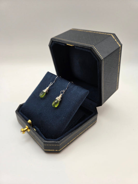 Peridot sterling silver earrings - wire wrapped