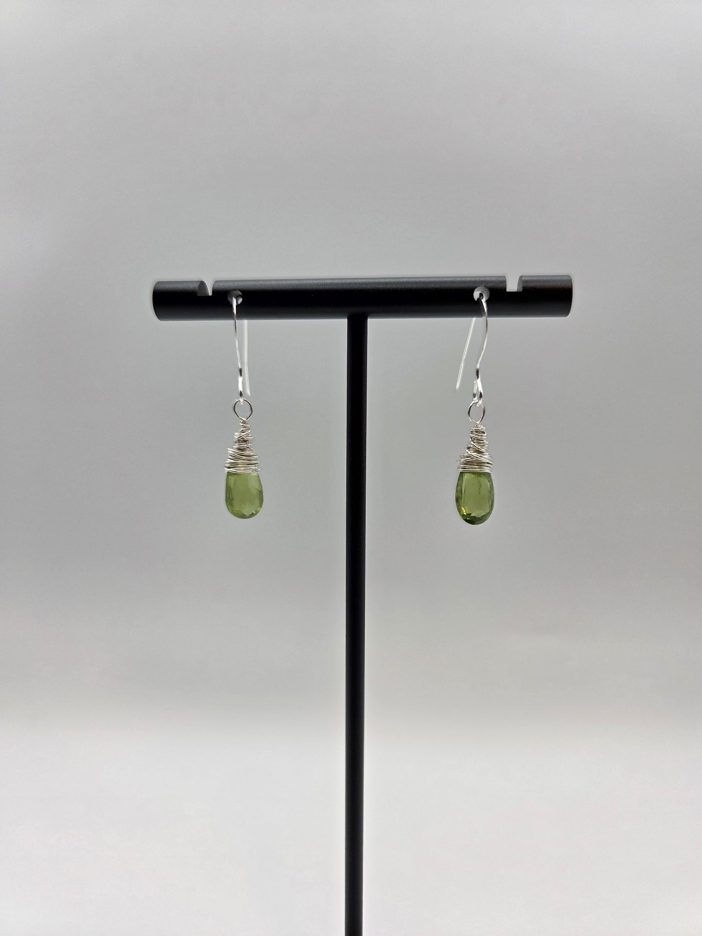 Peridot sterling silver earrings - wire wrapped