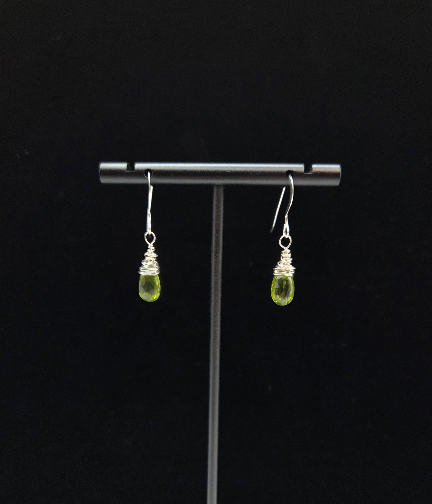 Peridot sterling silver earrings - wire wrapped
