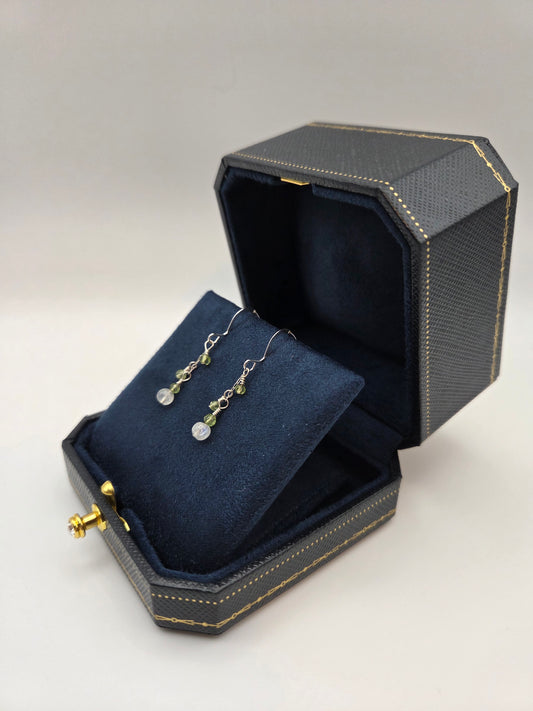 Moonstone and peridot sterling silver earrings