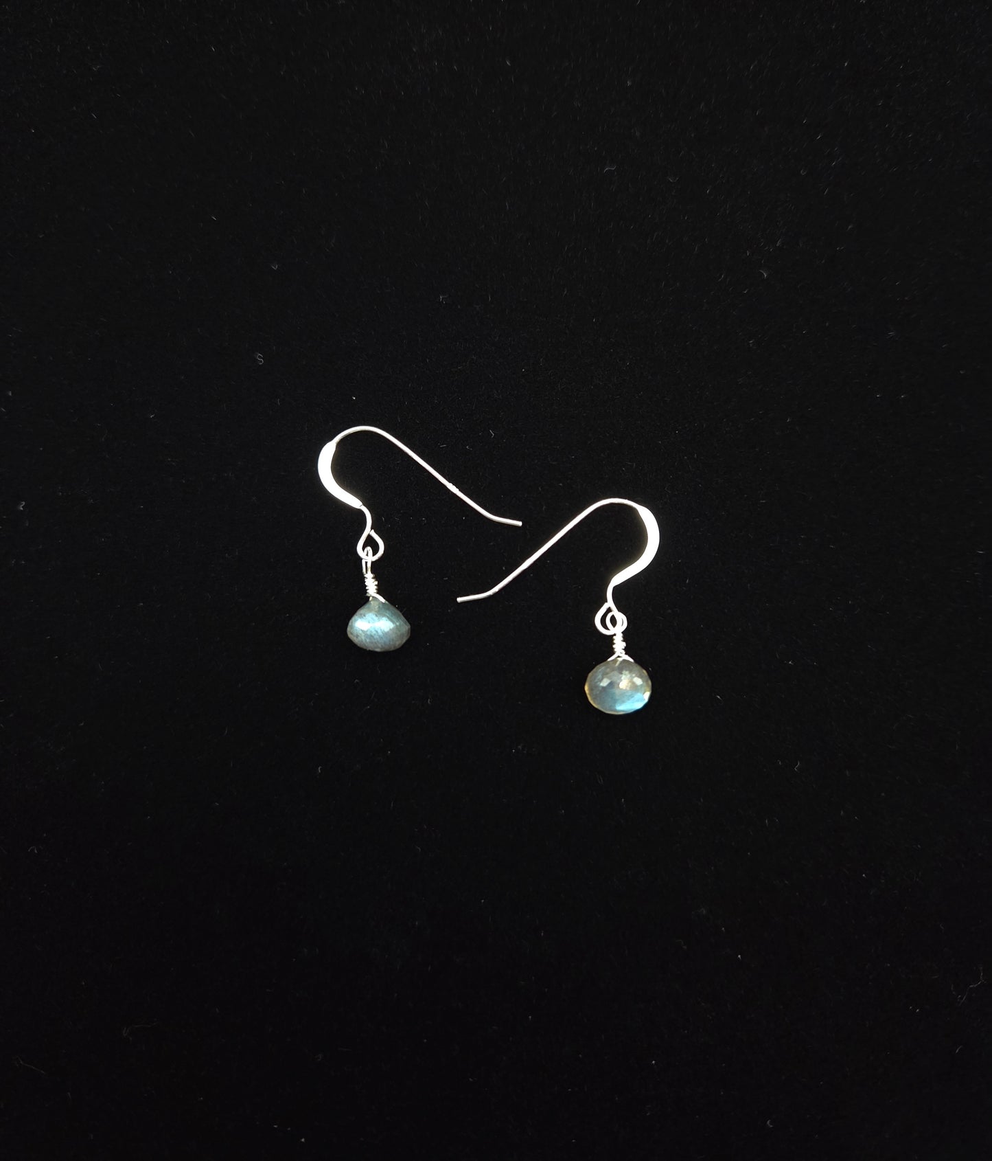 Labradorite sterling silver earrings (wide-base pendant)