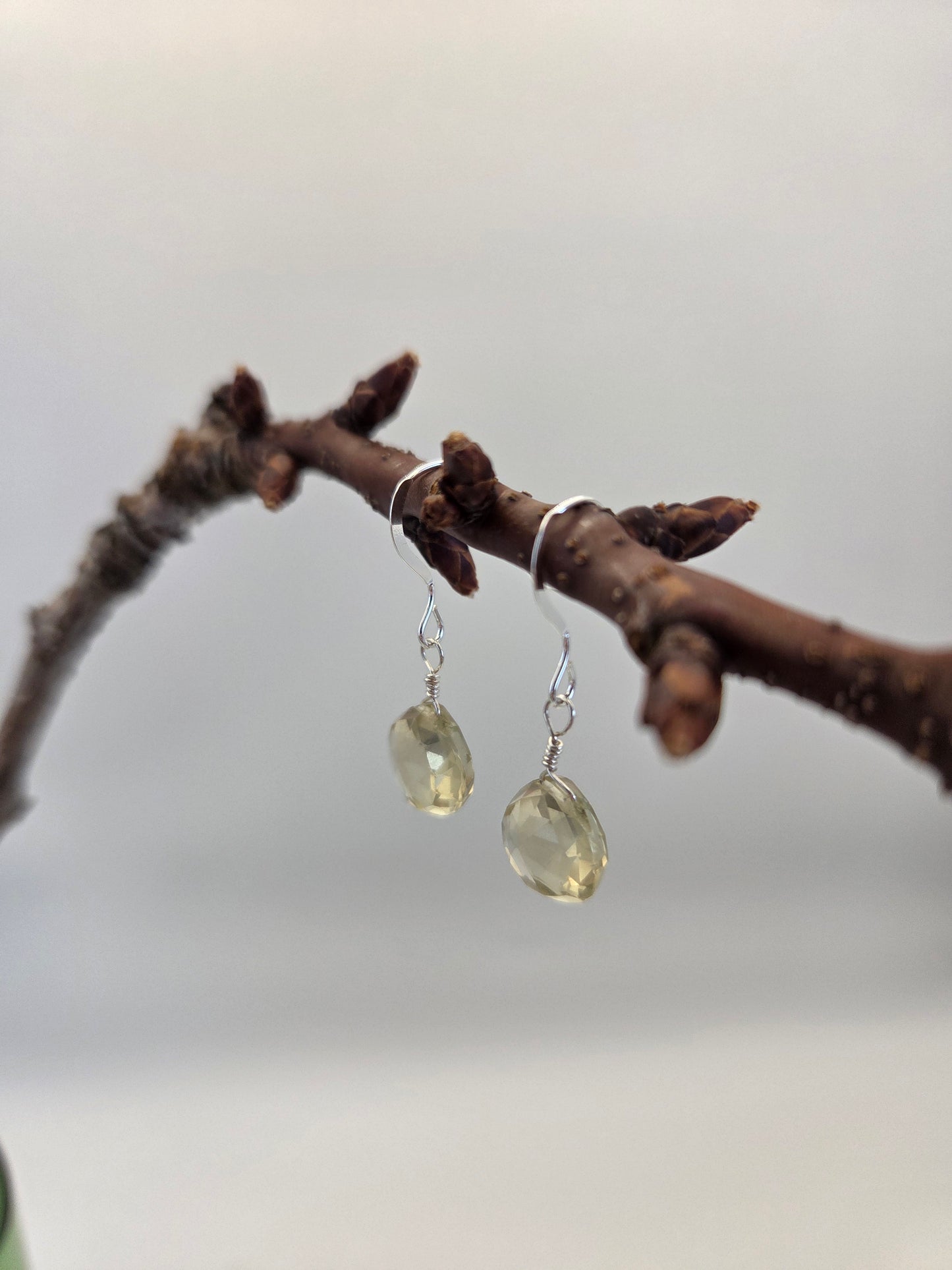 Lemon quartz sterling silver earrings